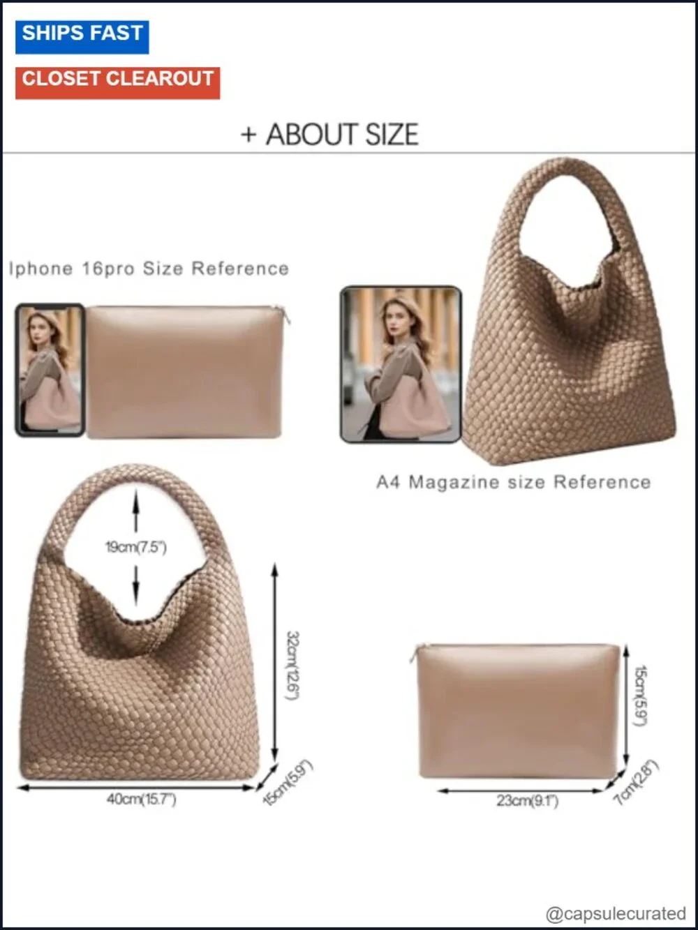 Woven Tote Bag for Women Hobo Handbag Faux Leather Shoulder Bag